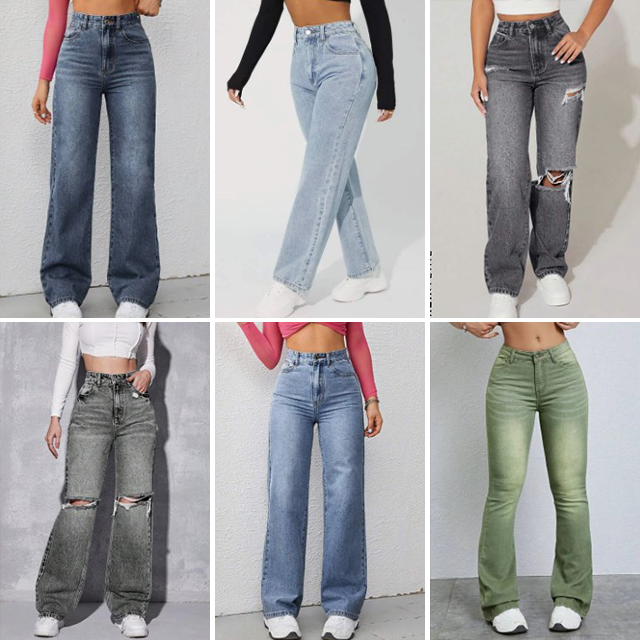 Wholesale high waisted jeans straight leg denim loose wholesale wide leg women's jeans street denim pants