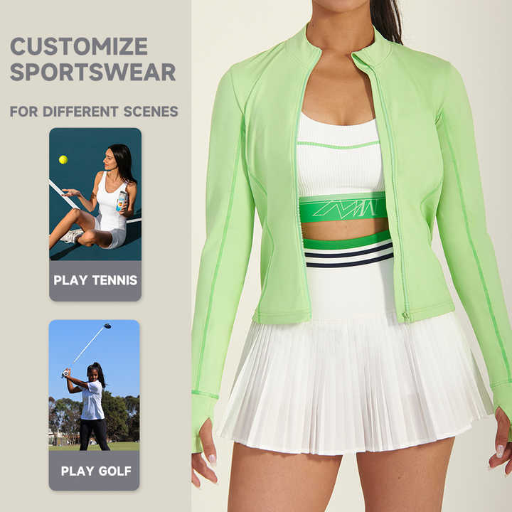 Tennis Set Jacket Tracksuit Crop Tops Sports Bra Three Piece Women Fitness Wear Tennis Skirts Sets