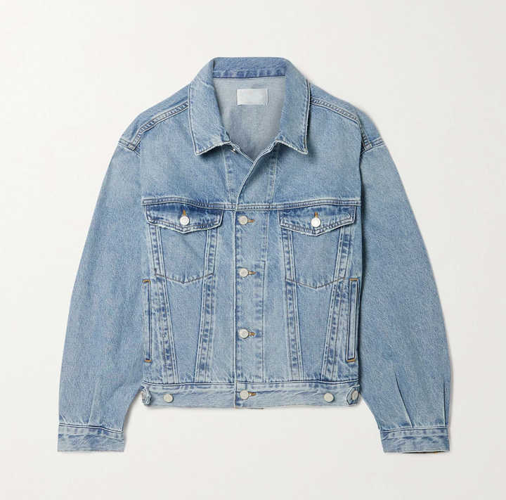 Custom Low MOQ Medium Wash Blue Organic Denim Jacket for Women