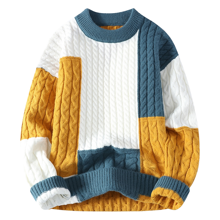 Wholesale Custom Casual Designer New Cotton Cable Knit Long Sleeve Men's Pullover Crew Neck Casual Jumper Sweater for Men